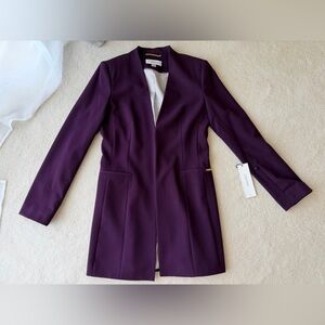 BNWT Calvin Klein Deep Purple Aubergine Collarless Suit  Blazer Jacket